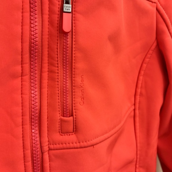 Calvin Klein Orange-Red Hooded Neoprene Fleece Lined Jacket - Picture 5 of 16